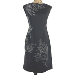 Midnight Velvet 6 Black Embellish Silver Bead Rhinestone Zipper Stretch Party